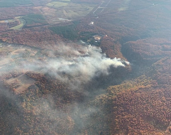 Helicopter view of fire in Warren County. Photos provided